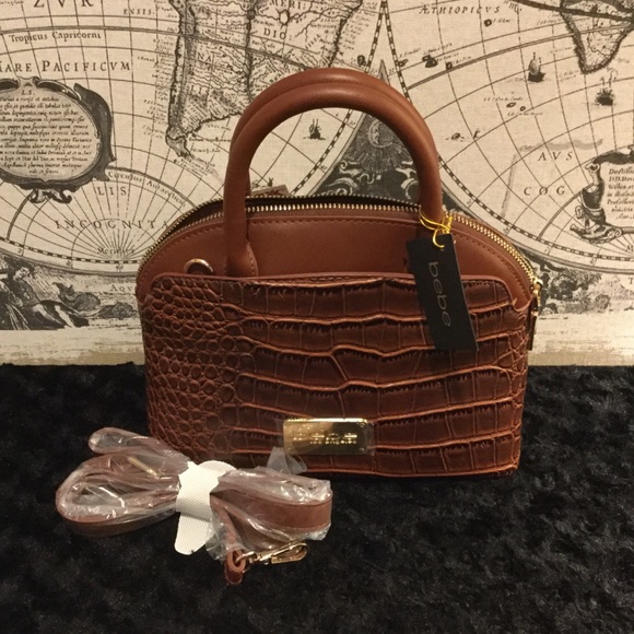 bebe Crista Croc Dome satchel- Chestnut - Picture 2 of 3